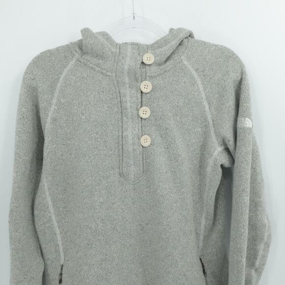 North‎ Face Sweater Womens Large Gray Crescent Sunshine 1/4 Zip Hoodie Outdoor - Picture 8 of 12